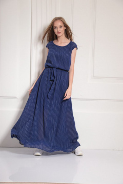 Длинное летнее платье из текстиля с пуговицами AMORI 9476 василек - фото 1