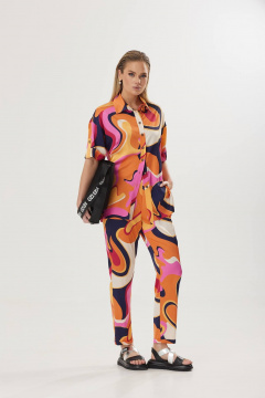 Блуза, брюки Твой имидж 1579 оранжевый-мультиколор - фото 1