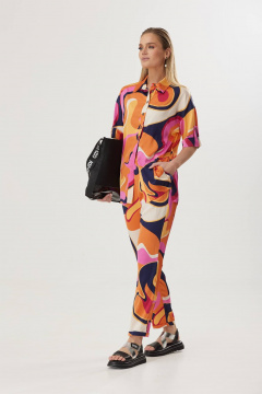 Блуза, брюки Твой имидж 1579 оранжевый-мультиколор - фото 3