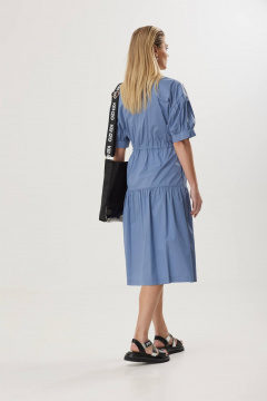 Миди платье А-силуэта с карманами из текстиля Твой имидж 1859 голубой - фото 2