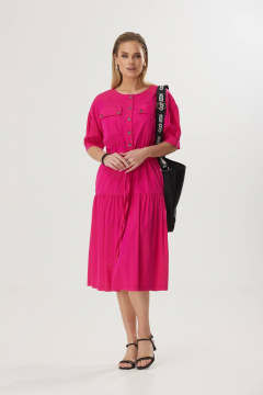 Летнее платье А-силуэта с кулиской и карманами Твой имидж 1572 фуксия - фото 5