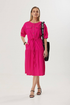 Летнее платье А-силуэта с кулиской и карманами Твой имидж 1572 фуксия - фото 4