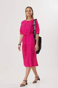 Летнее платье А-силуэта с кулиской и карманами Твой имидж 1572 фуксия - фото 2