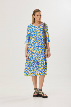 Платье с сборками и съемным поясом, мультитон, лето Твой имидж 1567 мультиколор - фото 2