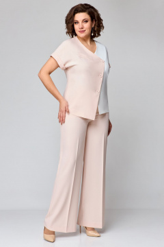 Блуза, брюки Мишель стиль 1181 пудра-белый - фото 5