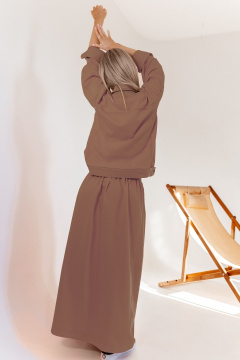 Костюм джинсовый 2-ка: жакет и юбка свободного силуэта Amberа Style 2017С кофе - фото 2