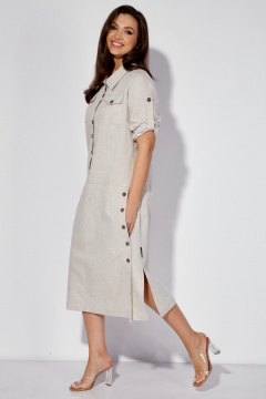 Льняное платье-сафари миди с карманами и пуговицами Celentano lite 5025.2 натуральный - фото 3