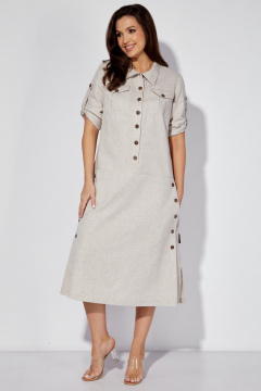 Льняное платье-сафари миди с карманами и пуговицами Celentano lite 5025.2 натуральный - фото 2