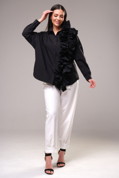 Блуза и брюки вечерний комплект с рюшей из текстиля Ларс Стиль 881 - фото 2