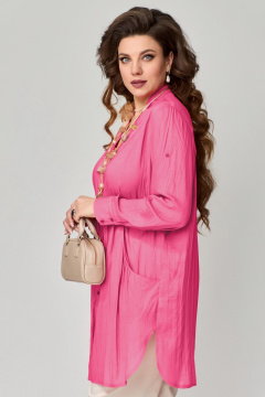 Туника прямого силуэта с карманами и сборкой Fita 20424 розовый - фото 4