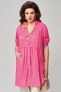 Туника прямого силуэта с карманами и сборкой Fita 20424 розовый - фото 3