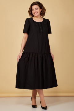 Платье расклешенное с коротким рукавом и сборками Медея и К 2201 черный - фото 3