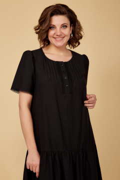 Платье расклешенное с коротким рукавом и сборками Медея и К 2201 черный - фото 2