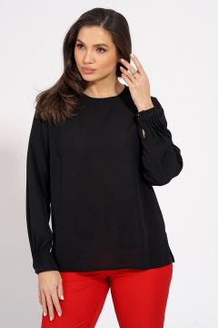 Блуза из текстиля прямого силуэта с рукавом втачкой Медея и К 2222 черный - фото 2