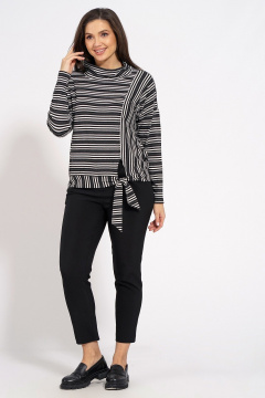 Джемпер оверсайз из вискозы и трикотажа Медея и К 2232 черно-серый - фото 5