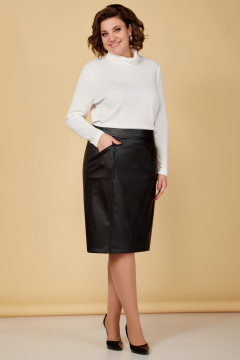 Юбка из экокожи с карманами и застежкой молния Медея и К 2242 черный - фото 2