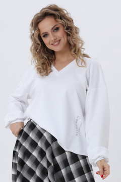 Джемпер свободного кроя с разрезами и V-образным вырезом Angelina & Сo 973 - фото 1