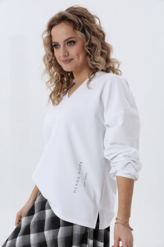 Джемпер свободного кроя с разрезами и V-образным вырезом Angelina & Сo 973 - фото 2