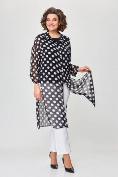 Белый и черный комплект: удлиненная рубашка, укороченные брюки и топ Solomeya Lux 963 белый - фото 5