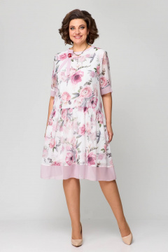 Свободное летнее платье из шифона с бантом Solomeya Lux 969 бело-розовый - фото 3