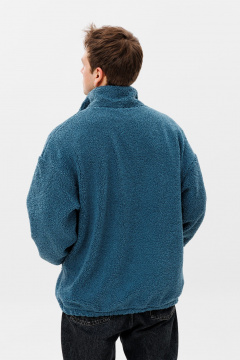 Синее oversize худи с воротником-молнией и карманом-кенгуру HIT 0221м синий - фото 4