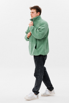 Зеленое oversize худи с воротником-молнией и манжетами HIT 0221м зеленый - фото 4