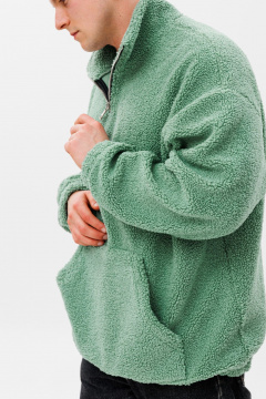 Зеленое oversize худи с воротником-молнией и манжетами HIT 0221м зеленый - фото 3