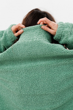 Oversize худи из трикотажа с капюшоном и карманами HIT 0221ж зеленый - фото 5