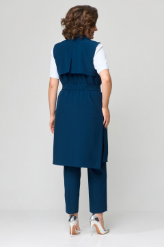 Комплект из жилета, блузы и зауженных брюк Орхидея 1403 морская_волна-белый - фото 2