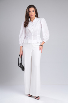 Венец из легкой блузы с кружевом и рельефами DOGGI 0192 белый - фото 5