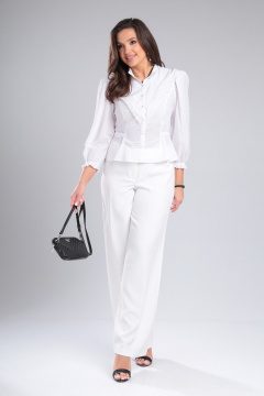 Венец из легкой блузы с кружевом и рельефами DOGGI 0192 белый - фото 4