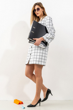 Платье-пиджак с застежкой и карманами Luna 149 белый_клетка - фото 3