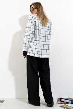 Жакет с центральной застежкой на пуговицы и карманами Luna 150 белый_клетка - фото 5