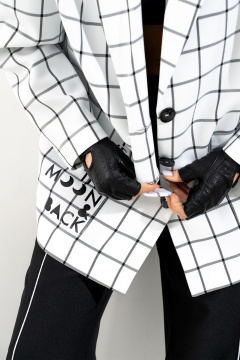 Жакет с центральной застежкой на пуговицы и карманами Luna 150 белый_клетка - фото 3