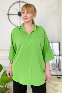 Блуза с накладным карманом и спущенным плечом Rumoda 2197 салатовый - фото 2
