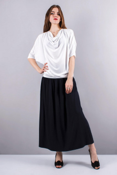 Длинная синяя юбка с сборками и резинкой на поясе Mita КМ382 - фото 1