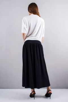 Длинная синяя юбка с сборками и резинкой на поясе Mita КМ382 - фото 2