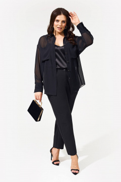 Рубашка-накидка из шифона свободного силуэта для демисезона IVA 1576 - фото 3