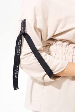 Бежевый костюм из футера, джемпер и брюки, комфортный стиль IVA 1574 бежевый - фото 5