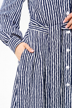 Платье-рубашка из вискозы с карманами и поясом IVA 1560 синий - фото 4