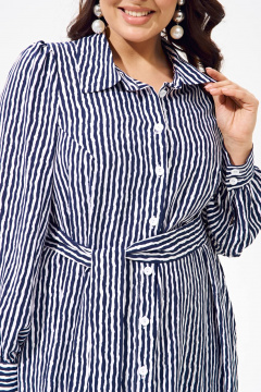 Платье-рубашка из вискозы с карманами и поясом IVA 1560 синий - фото 3