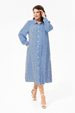 Платье из вискозы с кружевными рукавами IVA 1560 голубой - фото 2