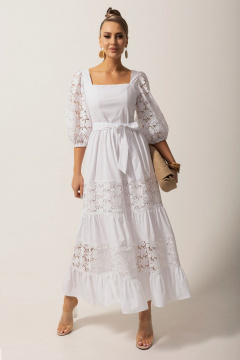 Платье с кружевными вставками и фигурным вырезом Golden Valley 44117-1 белый - фото 2