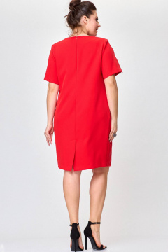 Платье-футляр классическая модель с асимметричным вырезом SOVA 11216 красный - фото 3