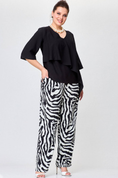 Легкая вискозная блуза с жатым эффектом SOVA 11217 черный - фото 5