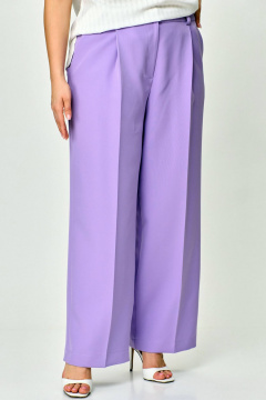 Комплект из хлопкового блузона и брюк палаццо на каждый день SOVA 11219 молочный+лаванда - фото 3