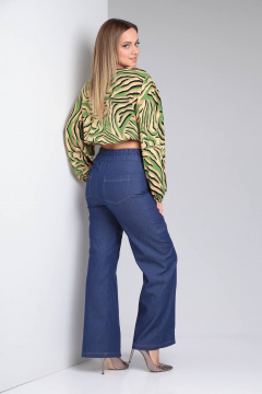 Блуза Viola Style 1183 бежевый/зеленый - фото 4