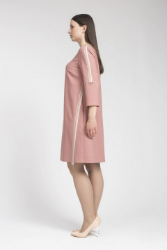 Платье классического кроя с накладными лентами и карманами FASHION CENTRE Пш-3395 пепельная роза - фото 3