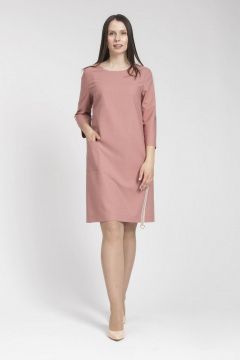 Платье классического кроя с накладными лентами и карманами FASHION CENTRE Пш-3395 пепельная роза - фото 1