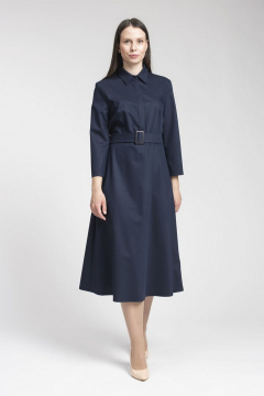 Платье отрезное по талии из вискозы с поясом и рукавом 3/4 FASHION CENTRE Пв-3348 синий - фото 2